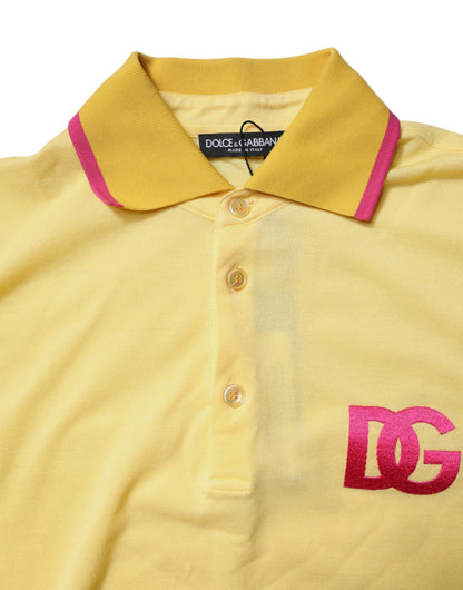 Yellow Cotton Logo Collared Polo T-shirt