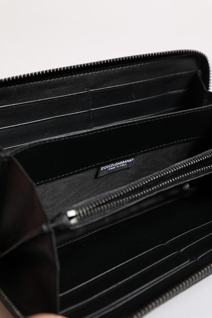 Black Blue Exotic Leather Embossed Continental Wallet