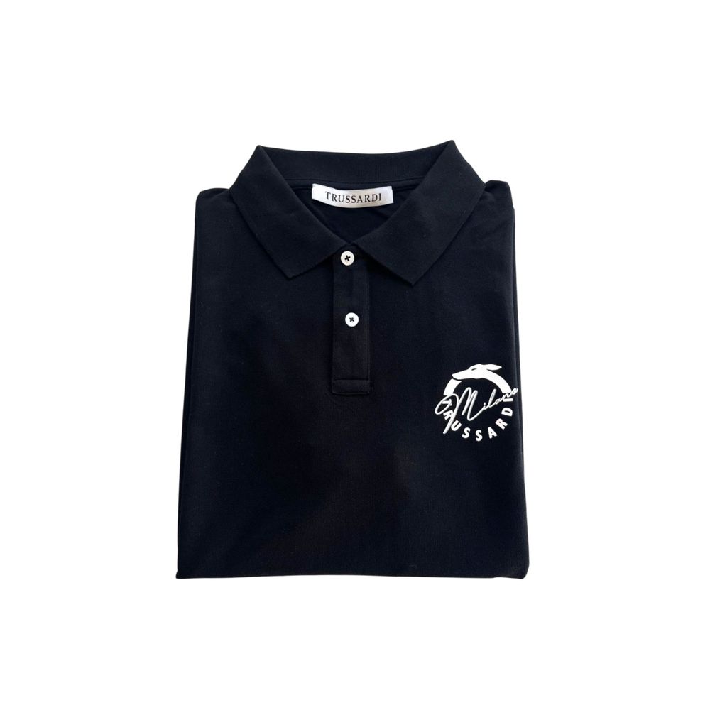 Black Cotton Men Polo Shirt