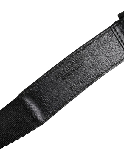 Black White Printed Metal Logo Buckle Belt
