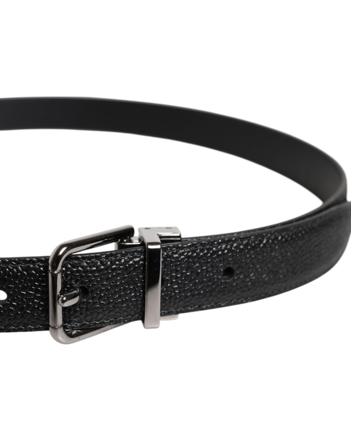 Black Calf Leather Classic Metal Buckle Belt