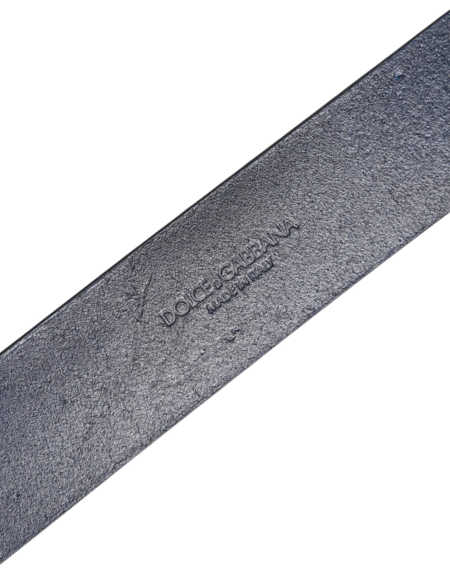 Blue Leather Classic Metal Logo Buckle Belt