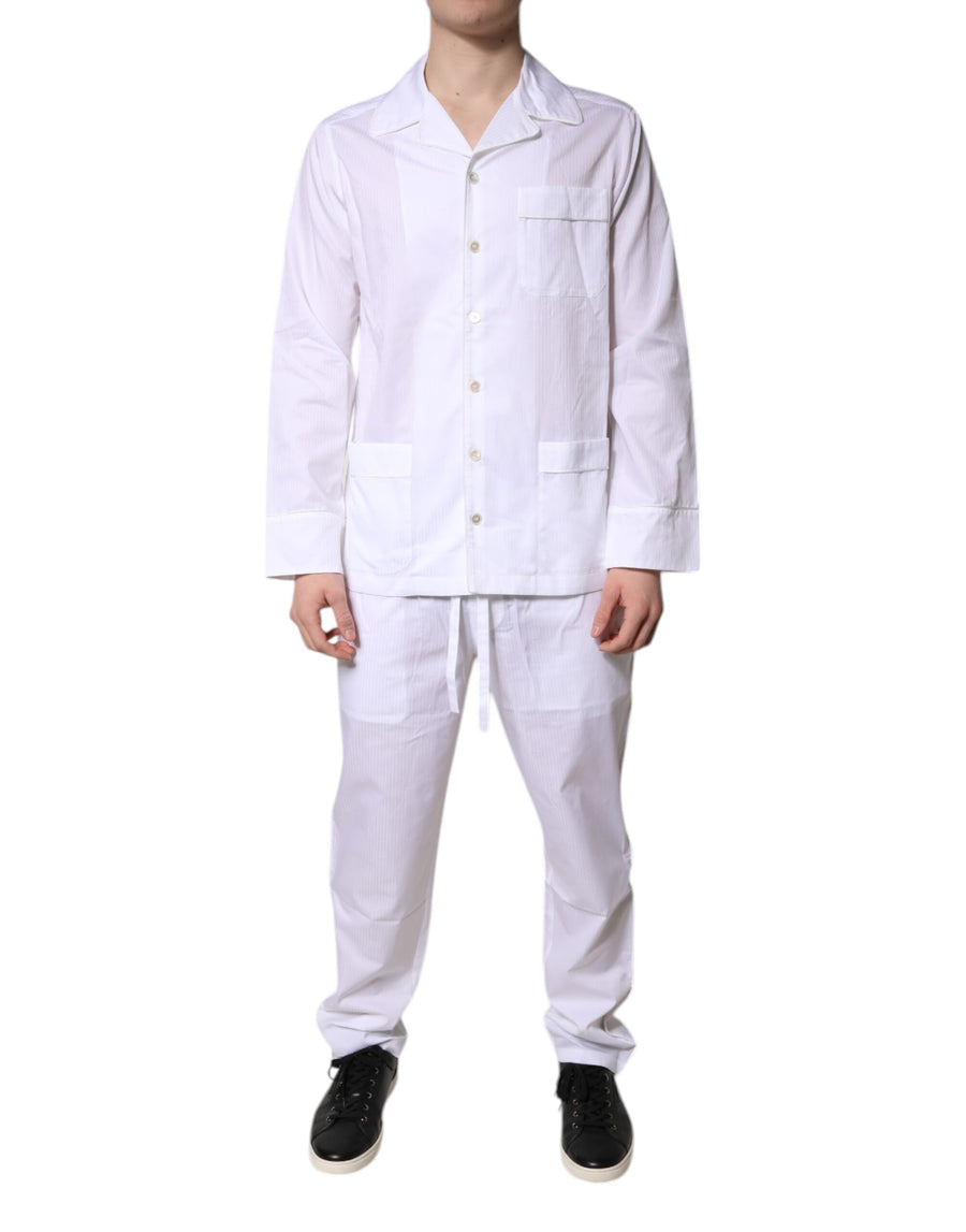 White Cotton Shirt Pants Pajama Set Sleepwear