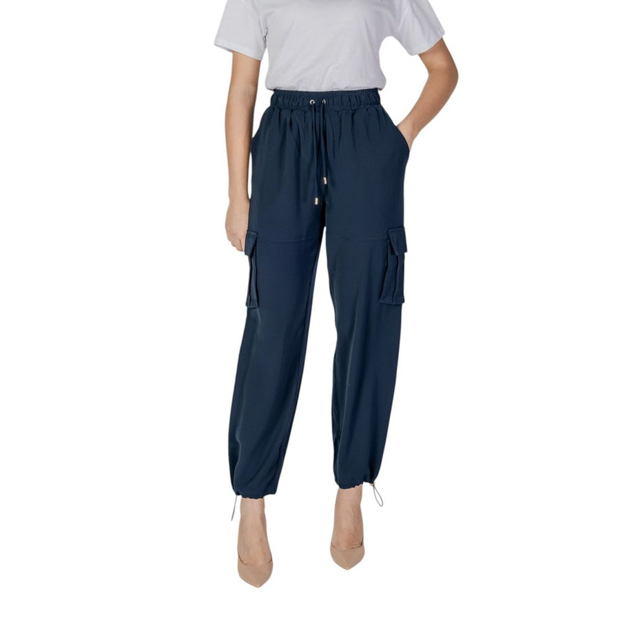 Blue Polyester Cargo Pants