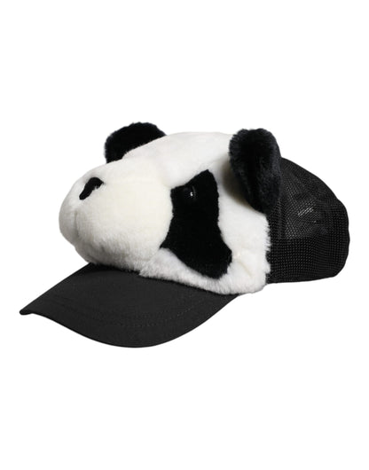 Black White Panda Fur Women Baseball Cap