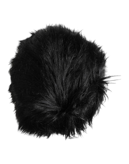 Black Faux Fur Bucket Hat