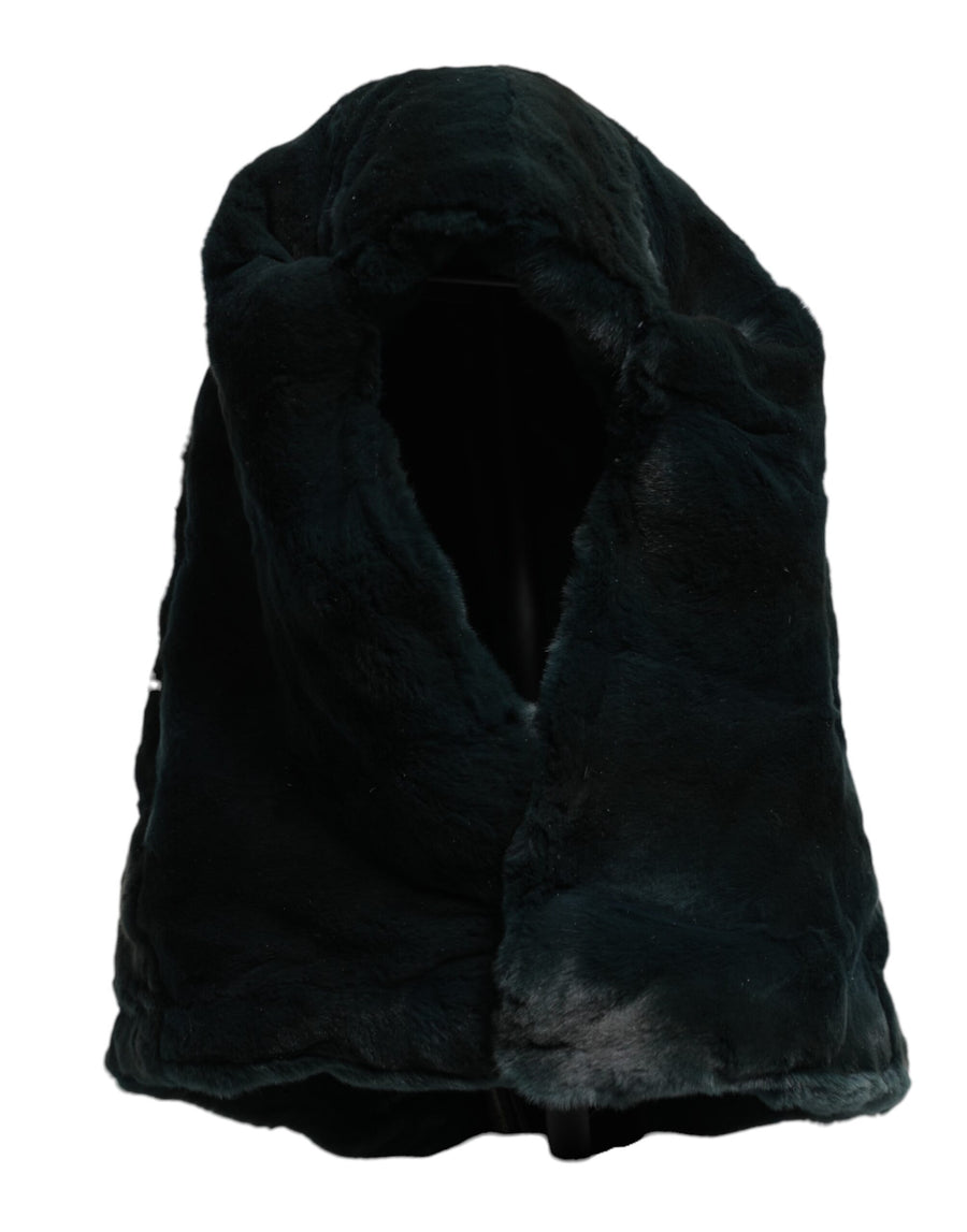 Black Weasel Fur Womens Beanie Hat