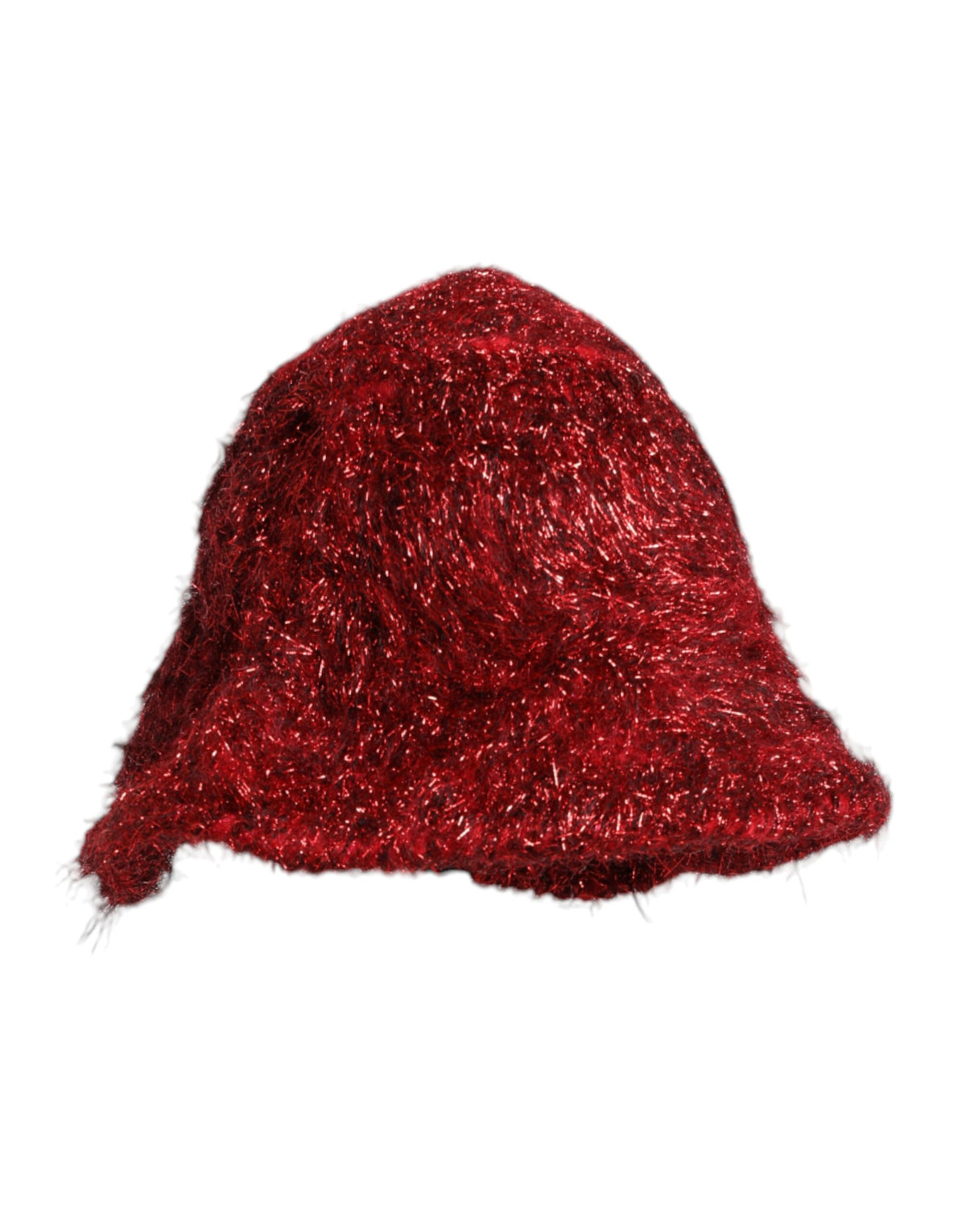 Red Viscose Tinsel Wide Brim Bucket Hat
