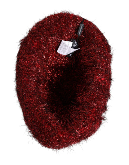 Red Viscose Tinsel Wide Brim Bucket Hat