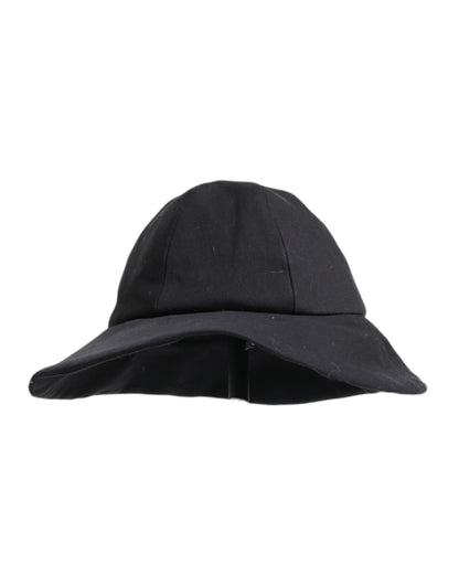 Black Cotton Wide Brim Bucket Hat
