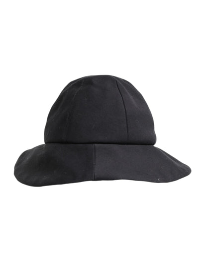 Black Cotton Wide Brim Bucket Hat