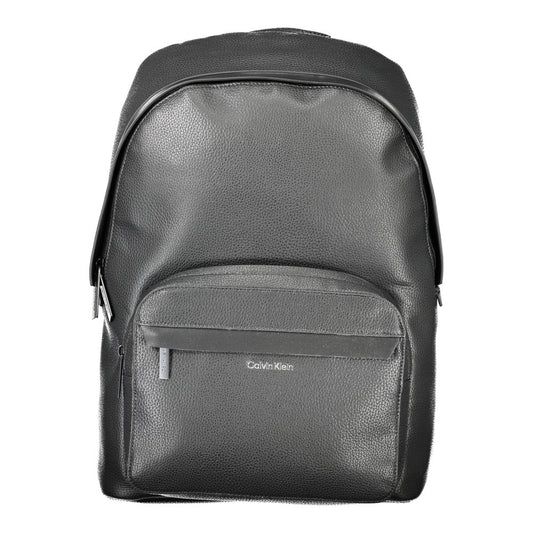 Black Polyester Men Backpack