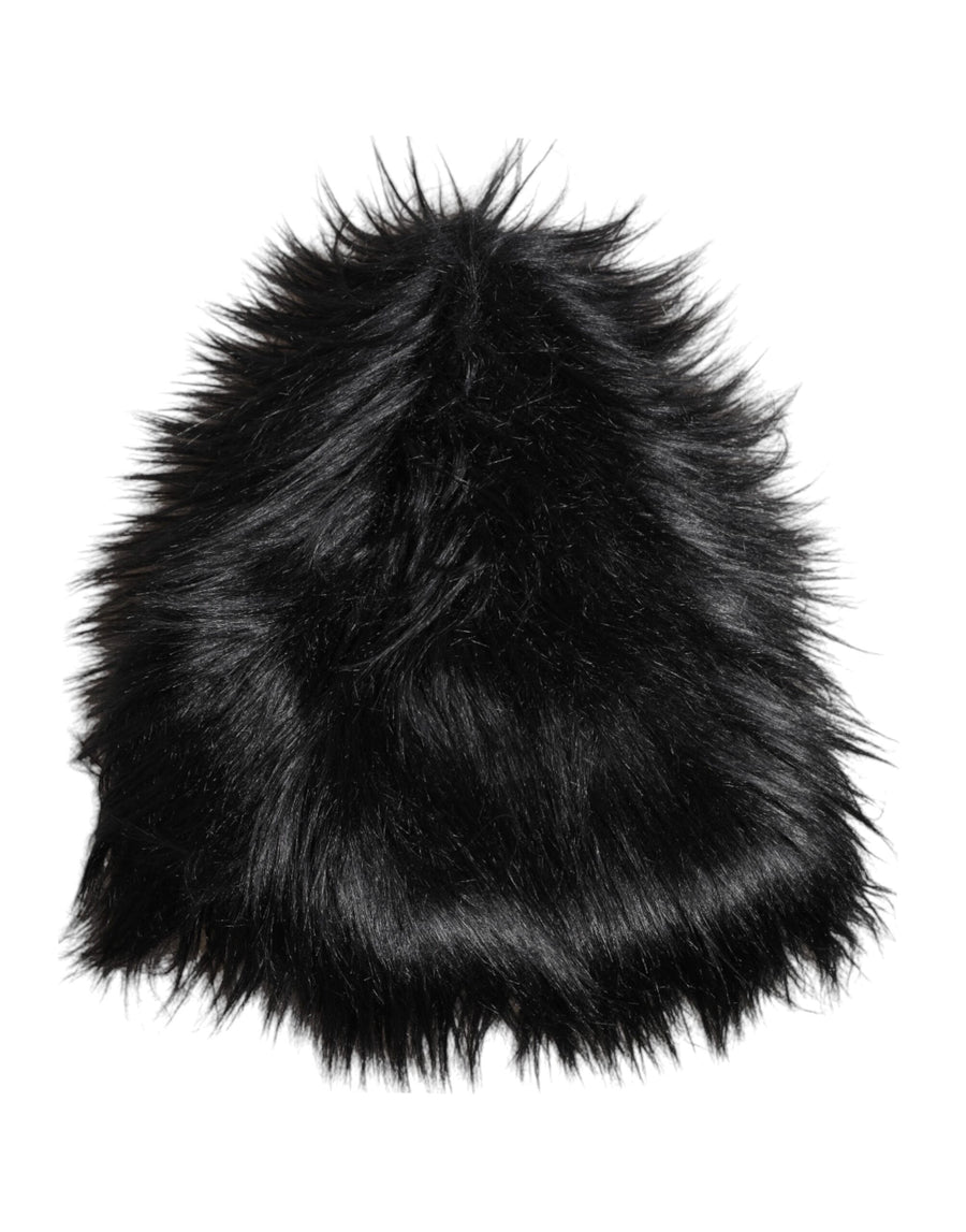 Black Acrylic Fur Womens Bucket Hat