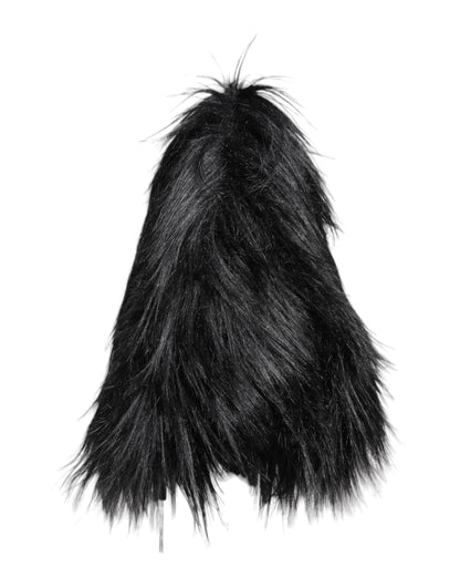 Black Acrylic Fur Womens Bucket Hat