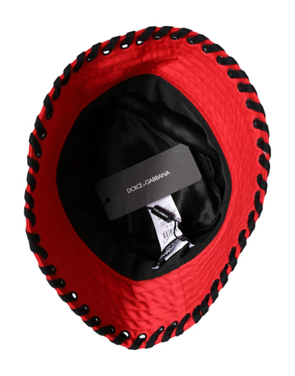 Red Lace Polyester Wide Brim Bucket Hat