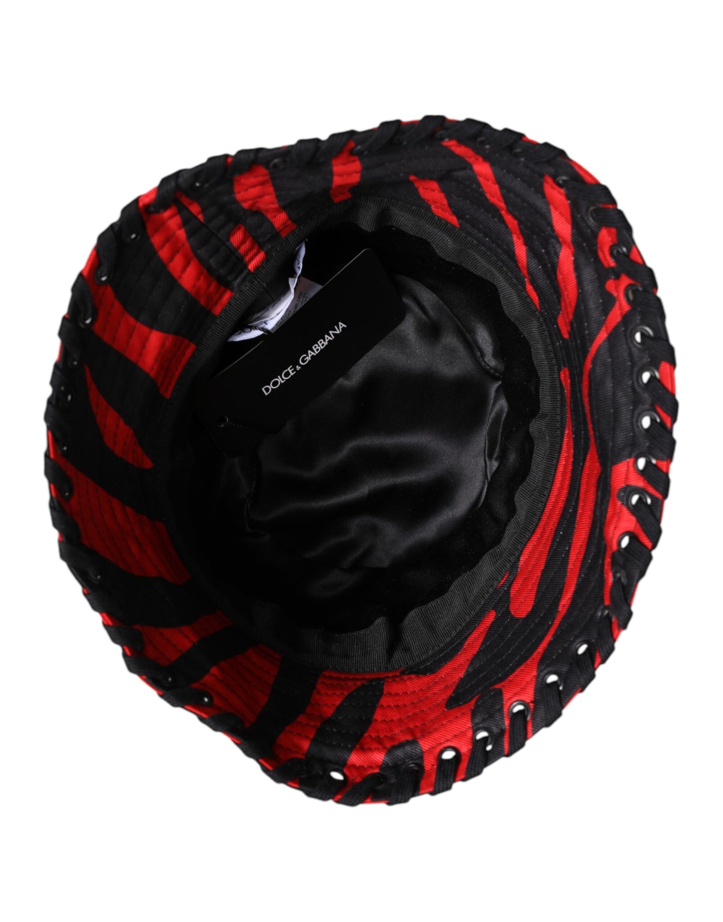 Black Red Stripe Polyester Wide Brim Bucket Hat