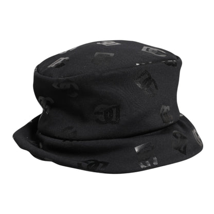 Black DG Monogram Polyester Jacquard Bucket Hat