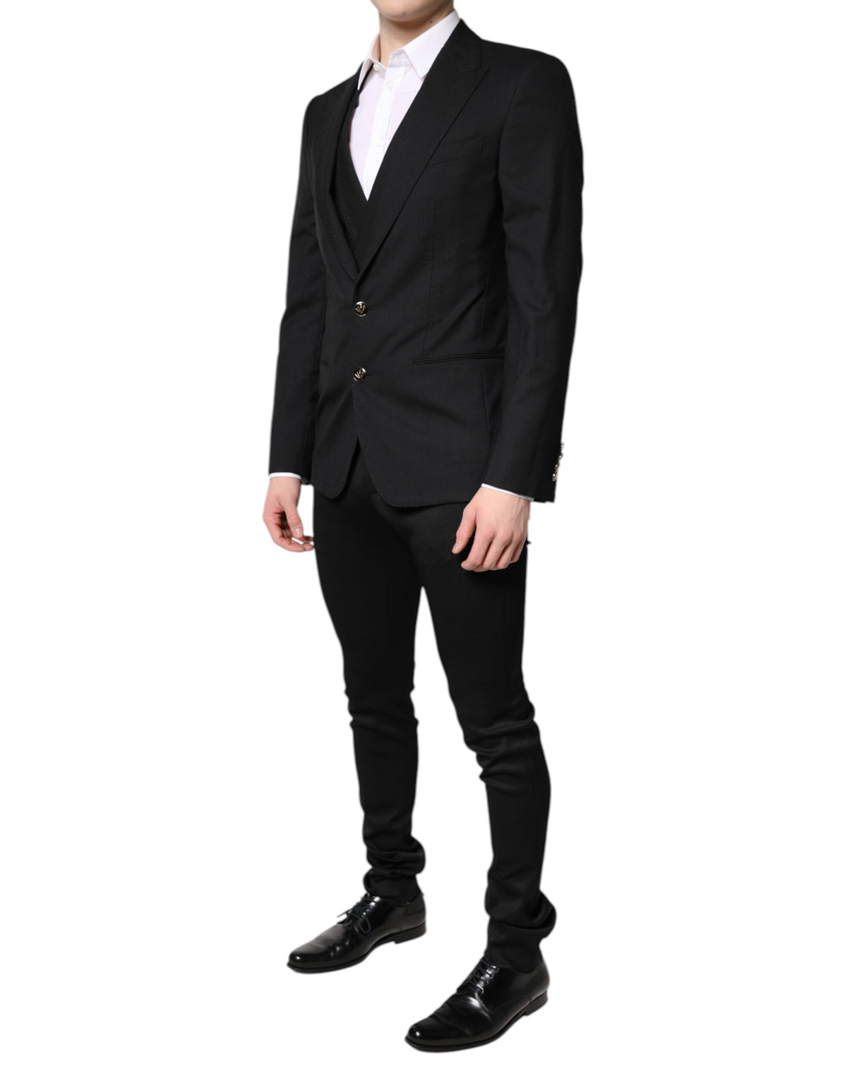 Black Single Breasted Formal Blazer with Vest