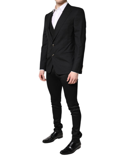 Black Single Breasted Formal Blazer with Vest