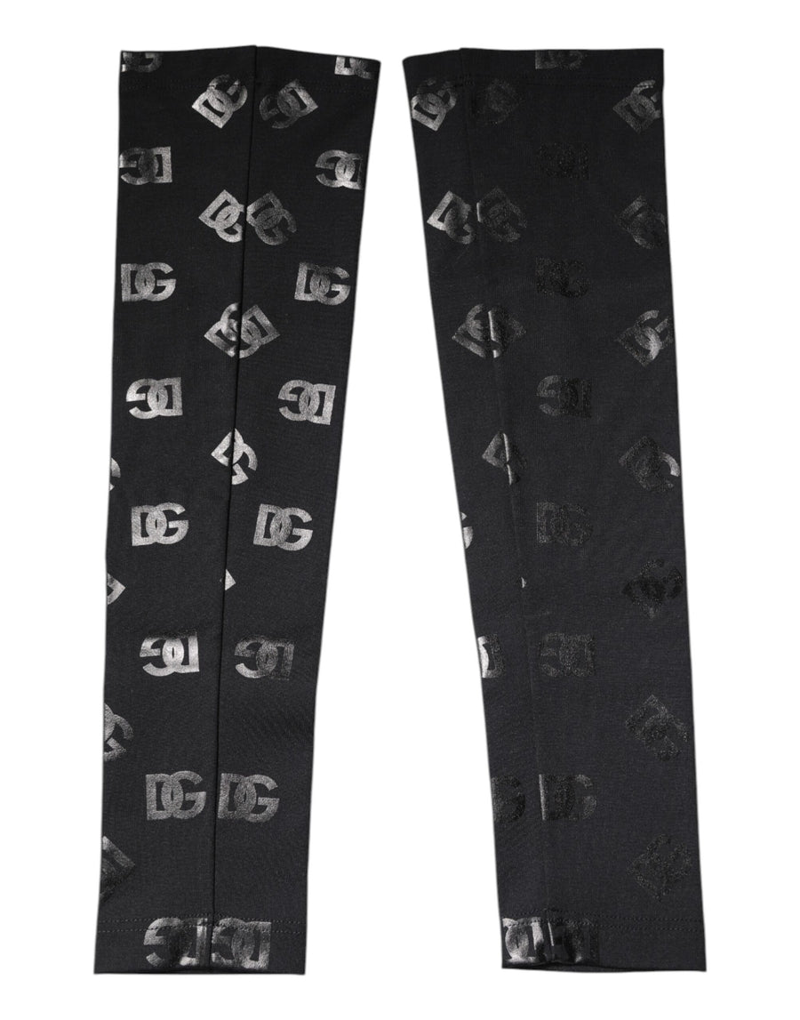 Black DG Logo Monogram Wool Stretch Arm Sleeves