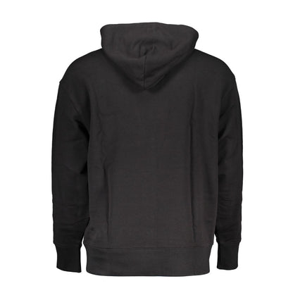 Black Cotton Men Sweater Hoodie