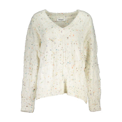 White Acrylic Women Sweater