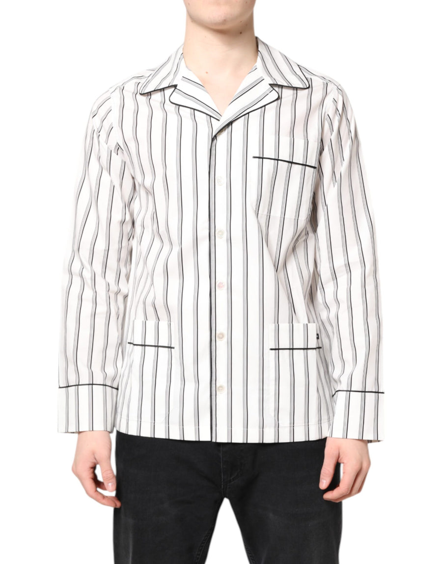 White Stripes Lounge Pajama Sleepwear Shirt