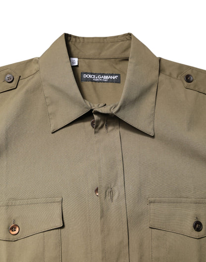 Brown Cotton Stretch Casual Long Sleeves Shirt