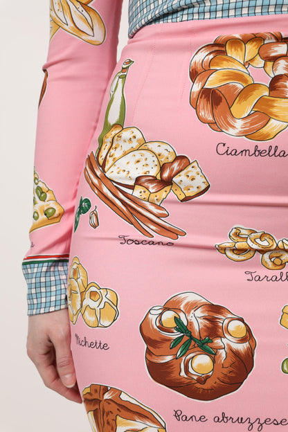 Pink Pastry Print Bodycon Sheath Midi Dress