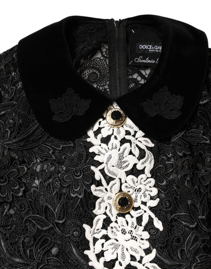 Black Floral Lace Embellished Mini Dress