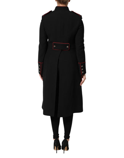 Black Wool Single Breasted Trench Coat Jacket