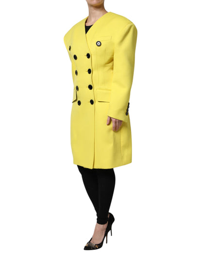 Yellow Double Breasted Trench Coat Jacket