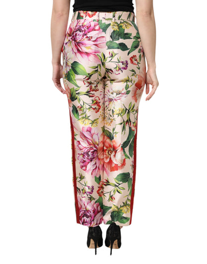 Multicolor Floral High Waist Straight Pants