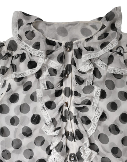 White Black Polka Dot Cotton Sleeveless Top