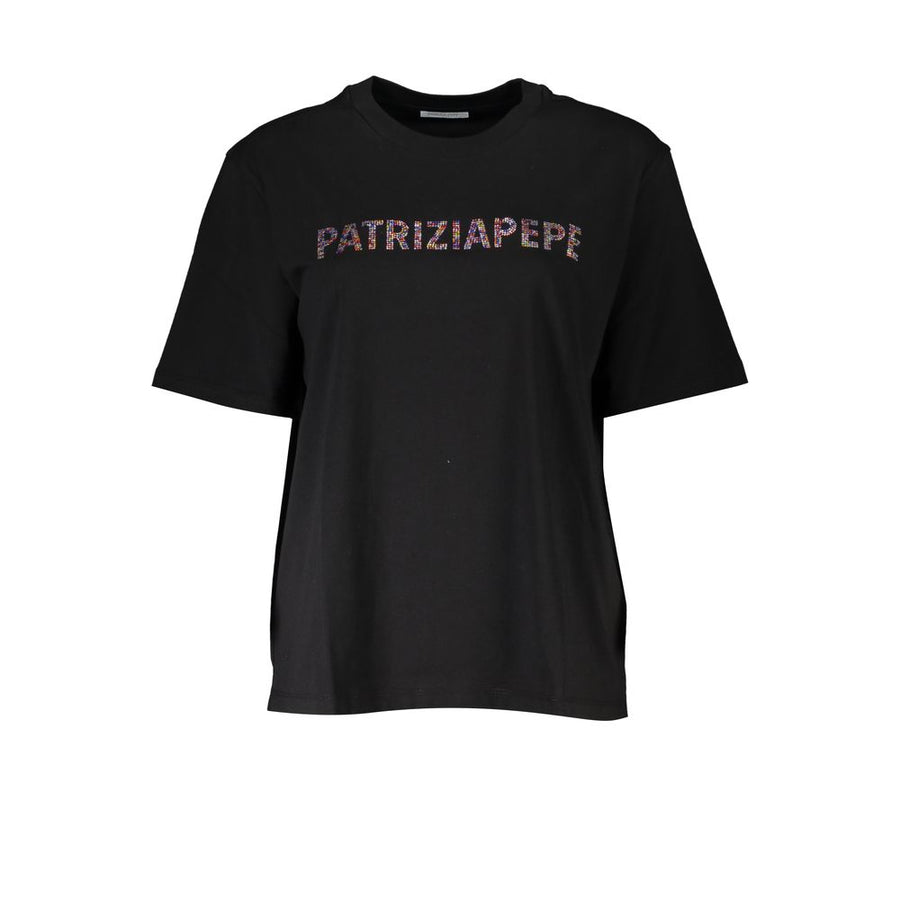 Black Cotton Women T-Shirt
