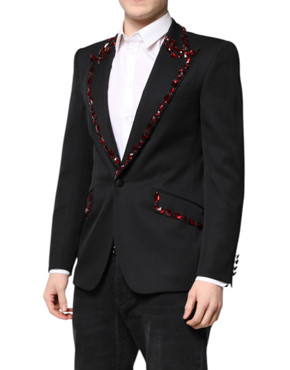 Black SICILIA CrystalEmbellished Coat Blazer