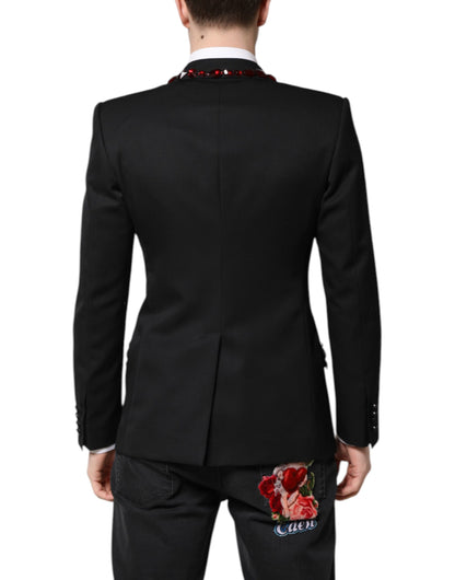 Black SICILIA CrystalEmbellished Coat Blazer