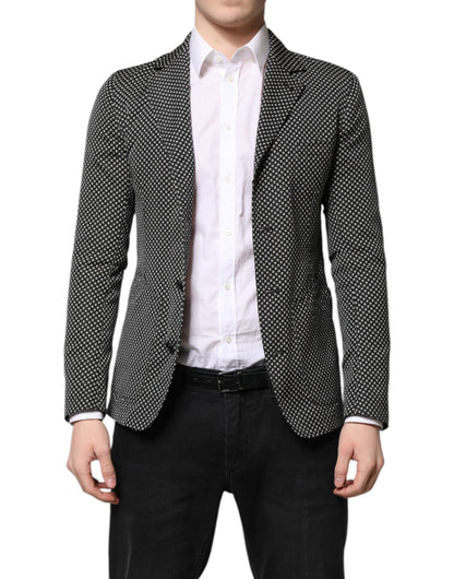 Dark Gray White Patterned Men Suit Coat Blazer