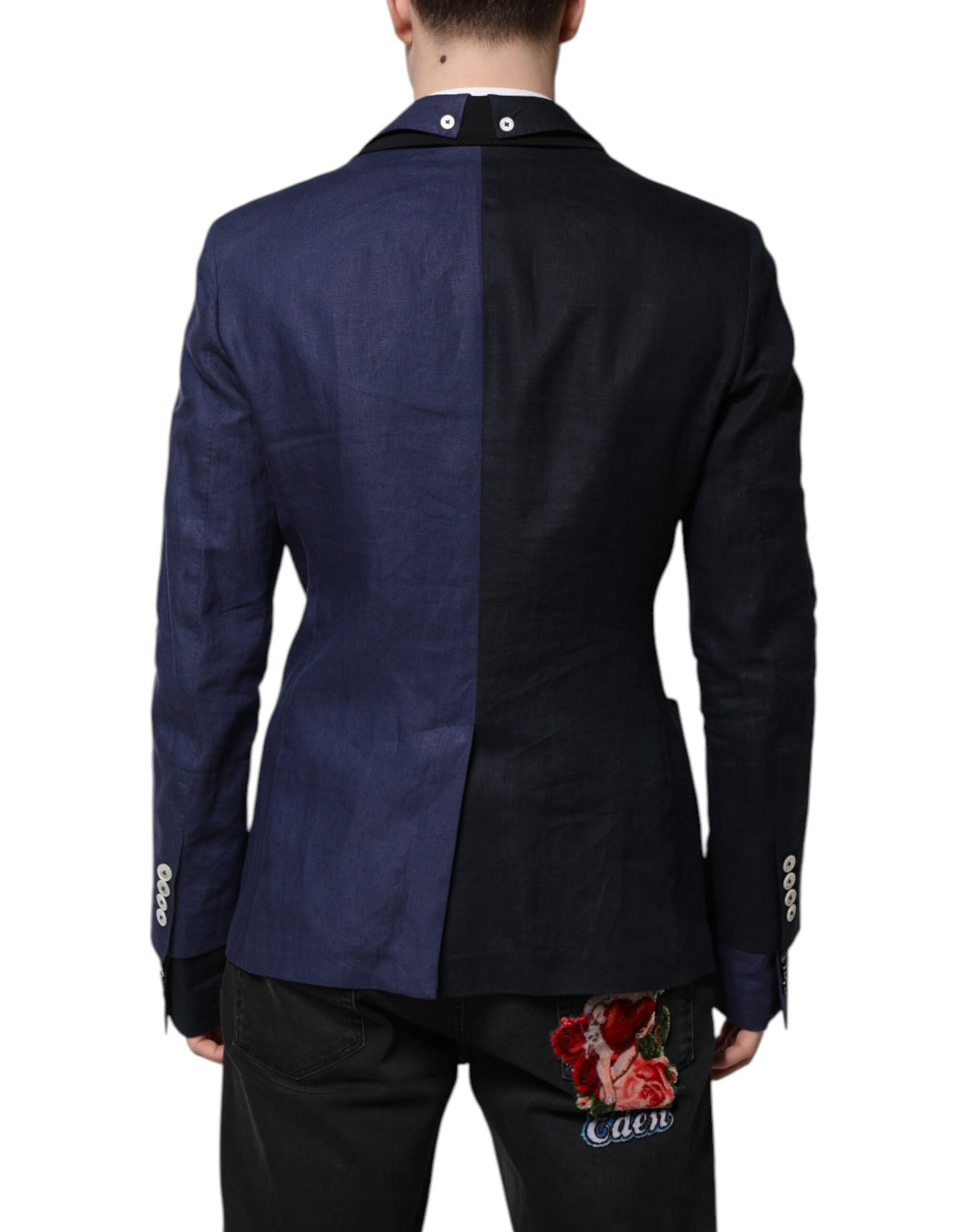 Navy Blue Double Breasted Suit Coat Blazer