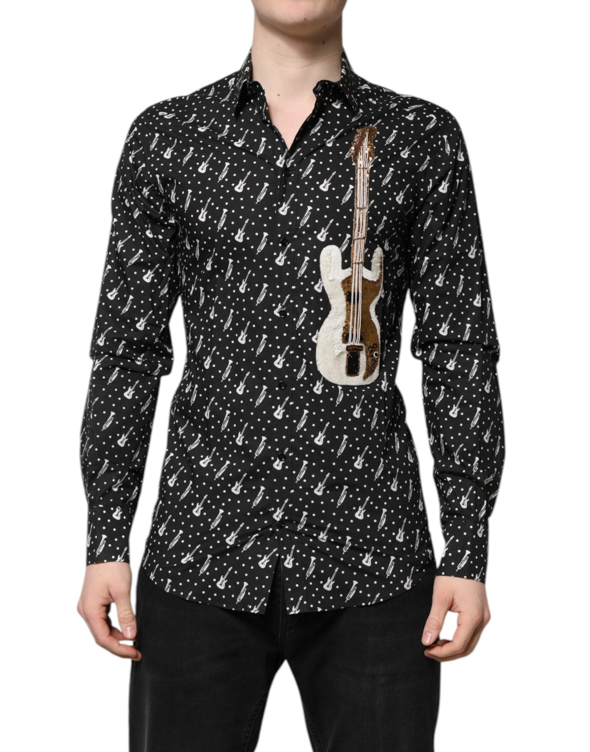 Black GOLD Instrument Embellished Shirt