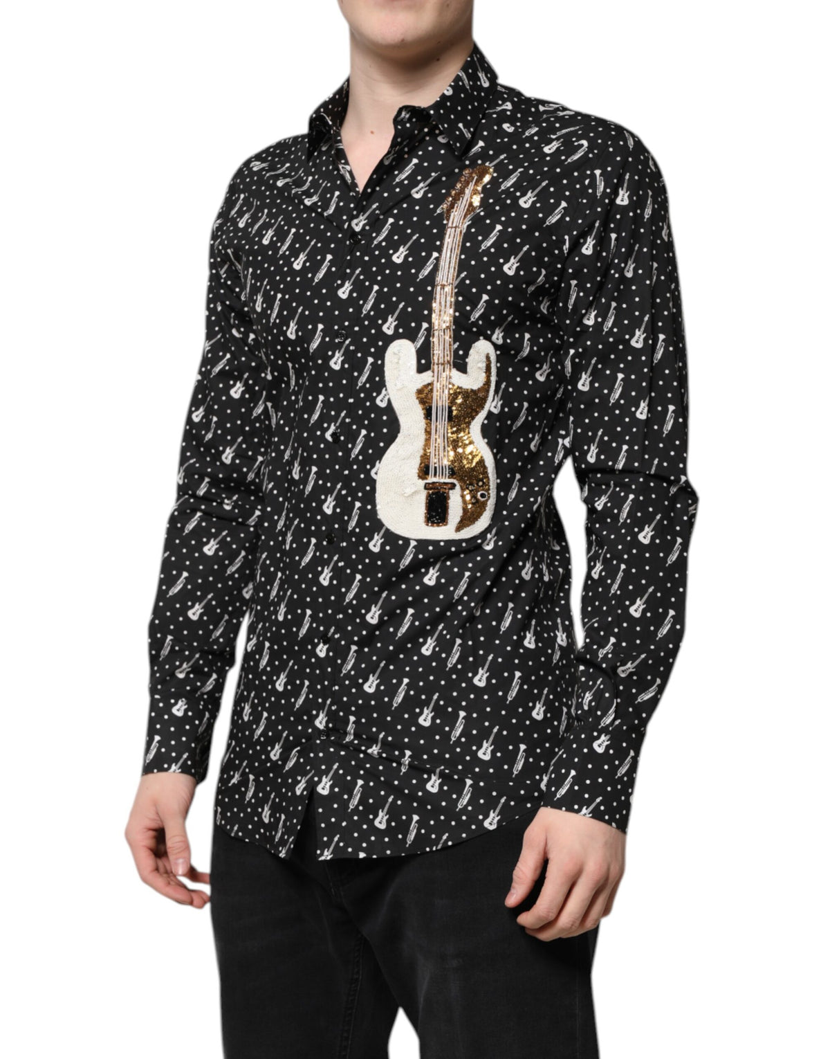 Black GOLD Instrument Embellished Shirt