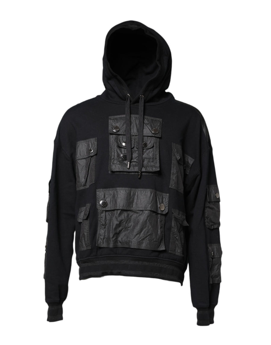 Black Cotton Hooded Sweatshirt Sweater