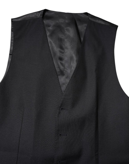 Black Wool Waistcoat Dress Formal Vest
