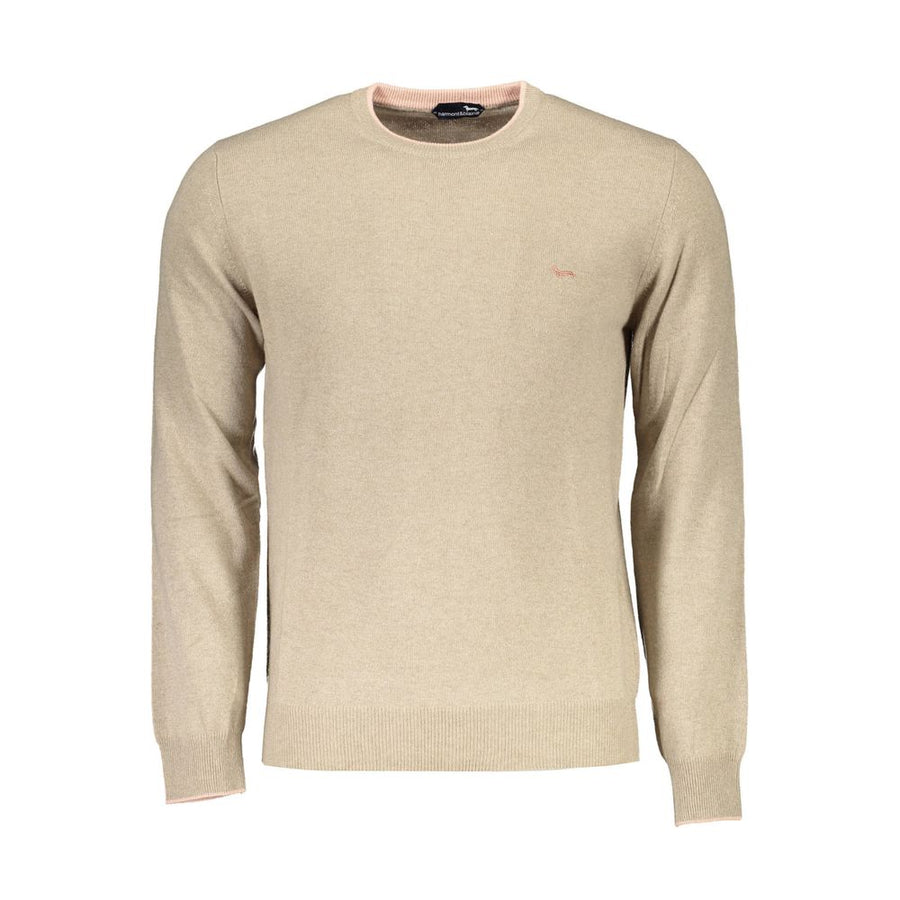 Beige Wool Men Sweater