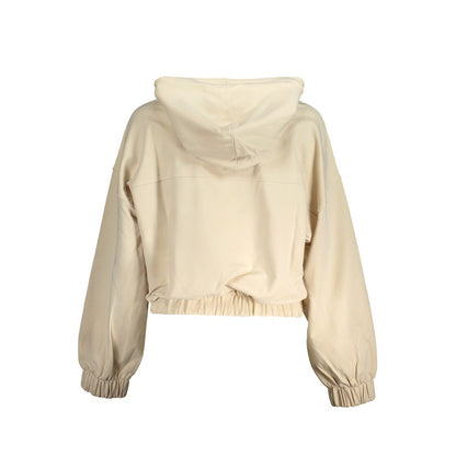 Beige Cotton Women Sweater Hoodie