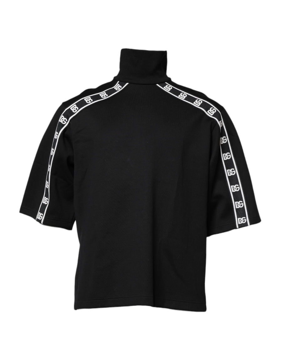Black Cotton DG Print Turtleneck T-shirt