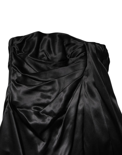 Black Strapless Sheath A-line Mini Dress