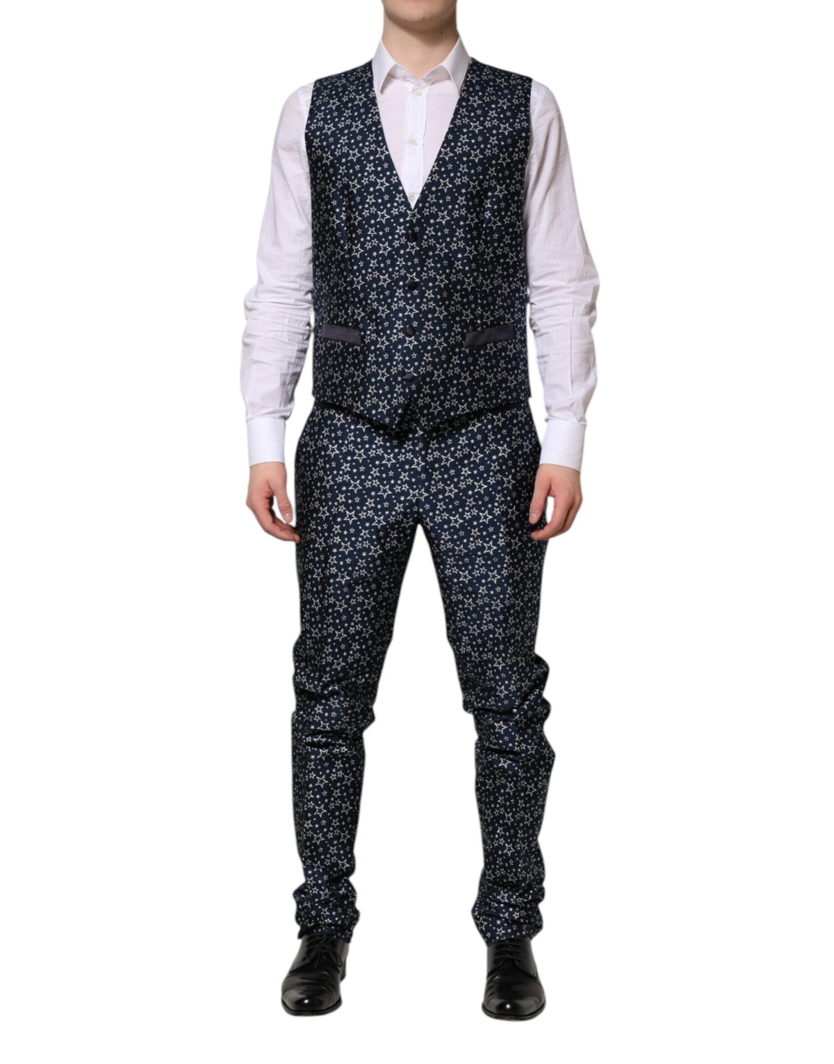 Blue MARTINI Star Jacquard 3 Piece Suit