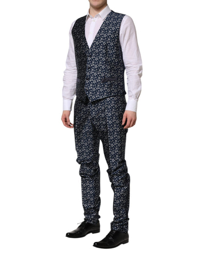 Blue MARTINI Star Jacquard 3 Piece Suit