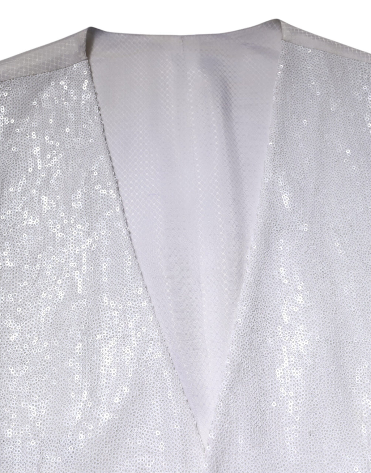 White Sequined Dress Formal Waistcoat Vest